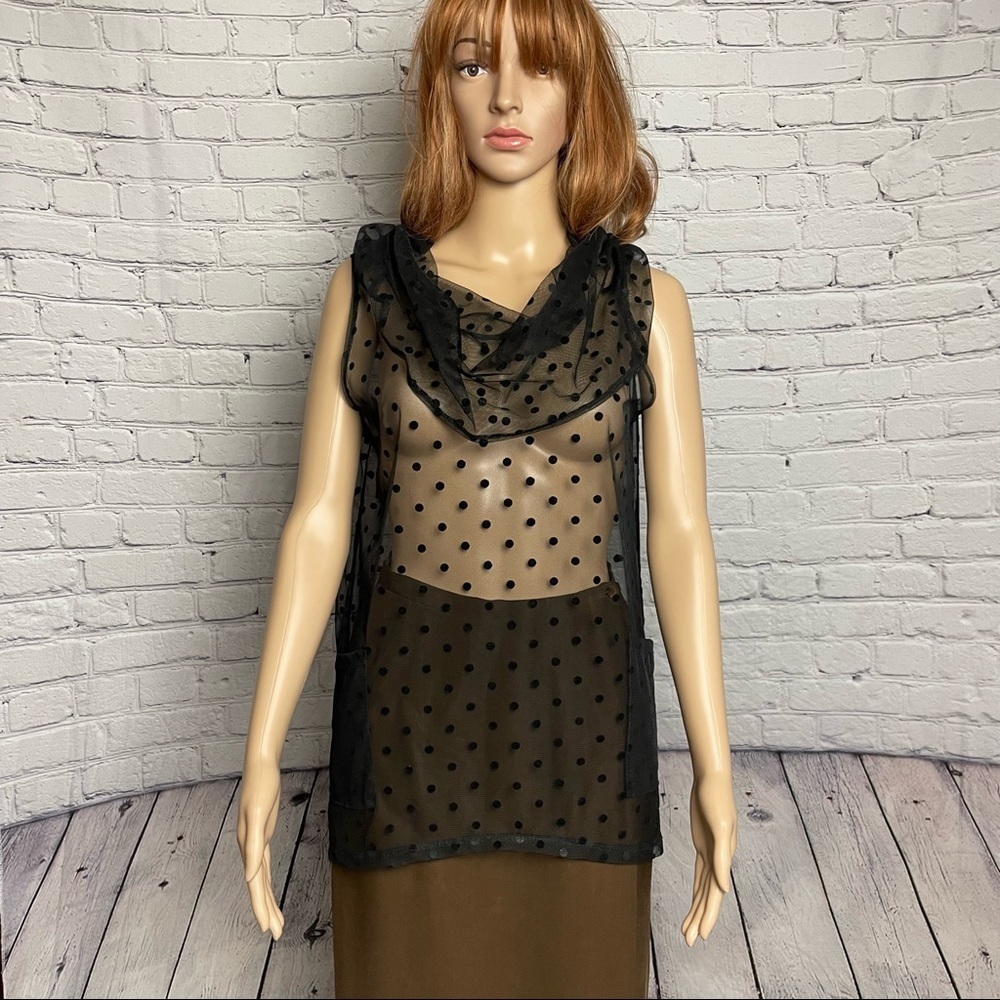 Megan Brogden Sheer Polka Dot Black Sleeveless Top Size M